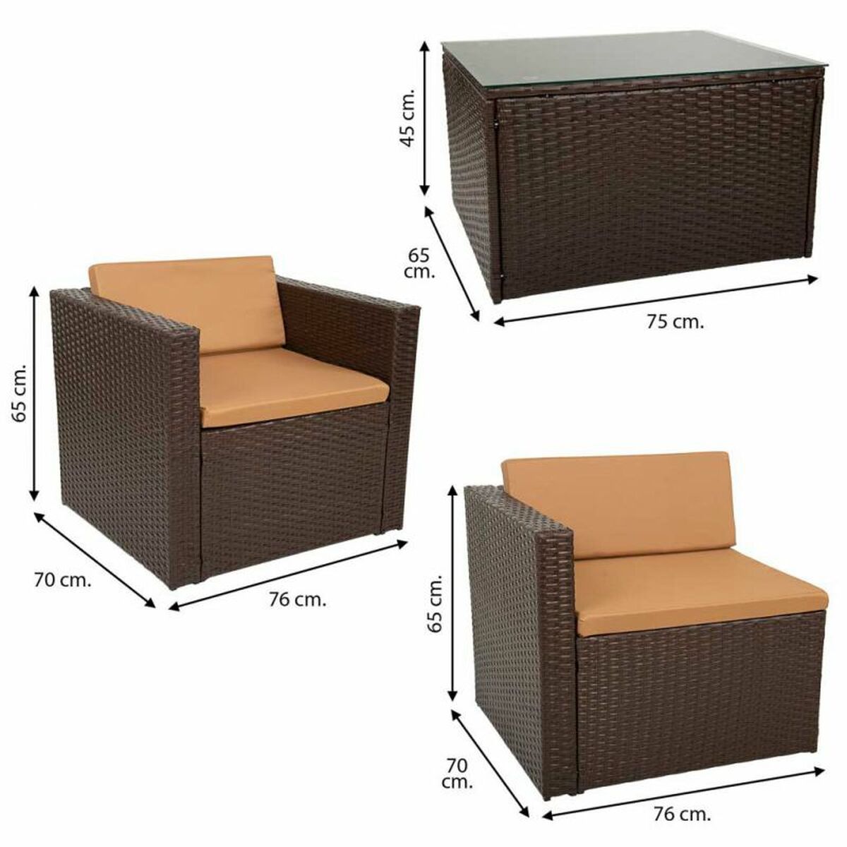 Gartenmöbel Alexandra House Living Braun 65 x 45 x 75 cm 4 Stücke